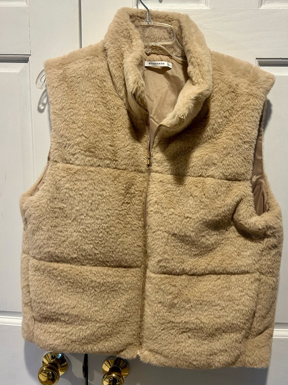 Staccato Beige Faux Fur Puffer Vest